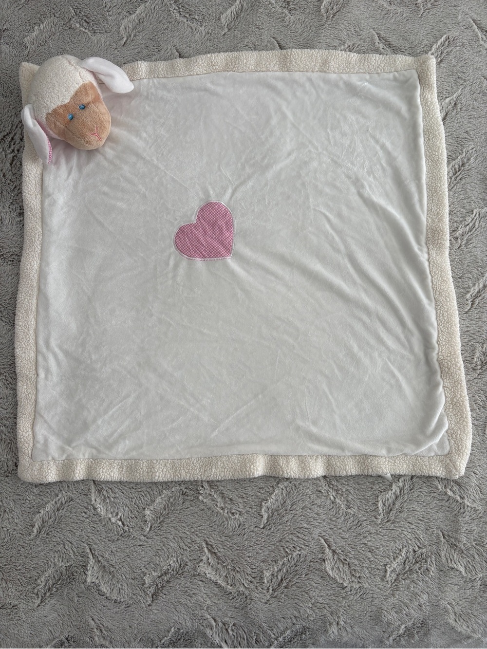 Baby GANZ Lovey Security Blanket Plush Lamb Pink Gingham Accents Sherpa